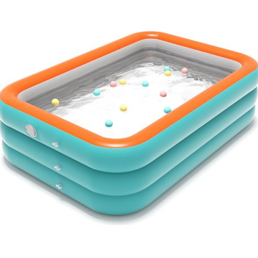 Piscine gonflable familiale turquoise et orange sur fond blanc — photo produit